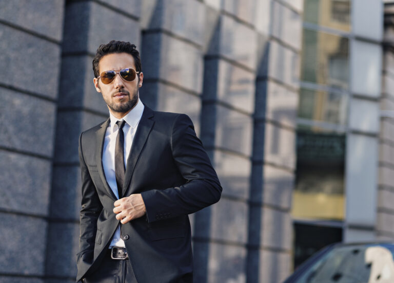 guy in suit outside the office