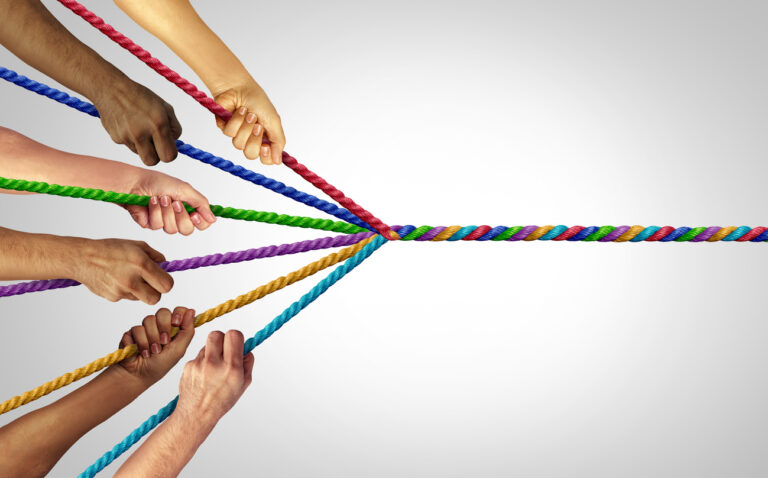 team each taking a piece of the rope that's what it takes to build a salesteam
