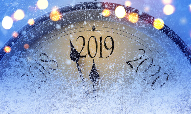 New Year's "clock" with the time about to get to 2019.