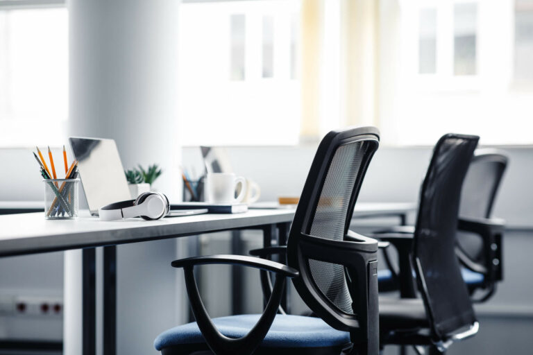 empty office chairs with desk