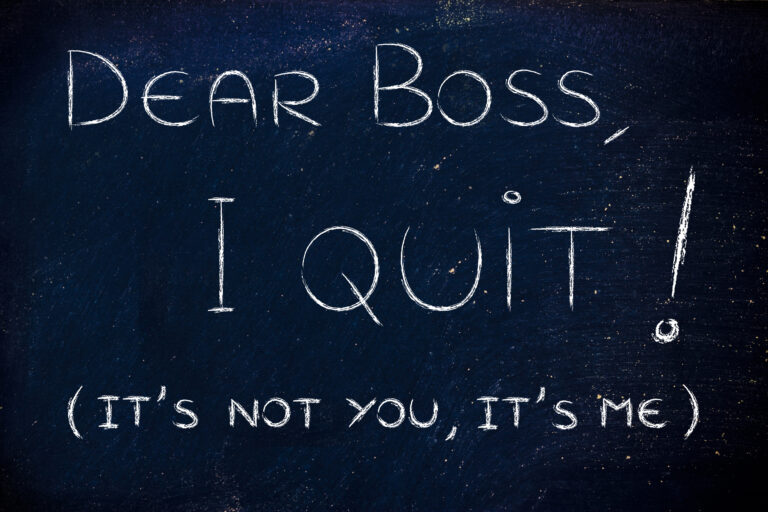 handwritten message to the boss: I quit, it's not you it's me