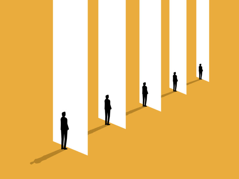 businesspeople in front of door look the same