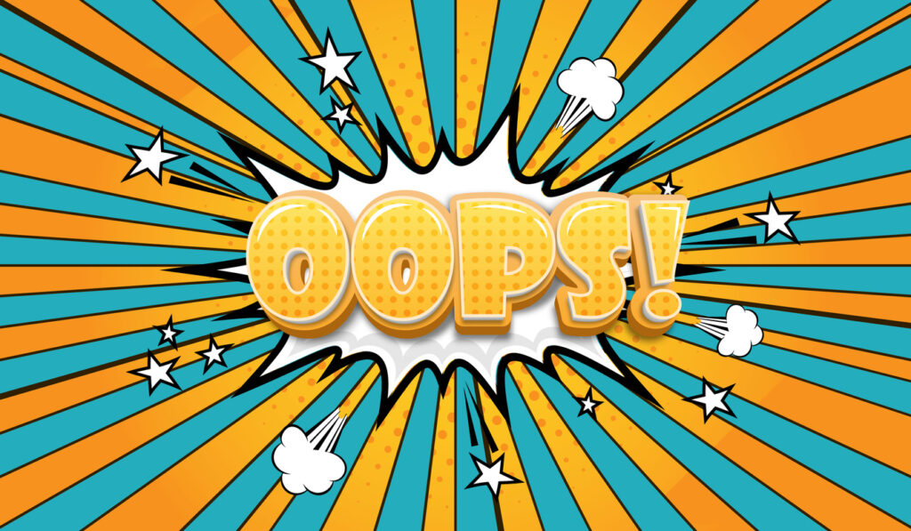 opps in comic book style