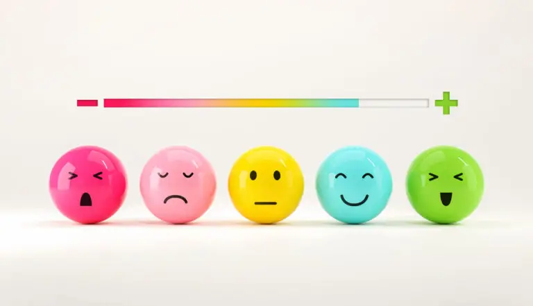 Employees choose emoji emoticons happy mood on emotions satisfaction meter, evaluation, Increase rating, Satisfaction and best excellent services rating concept, Feedback concept design, 3d render.