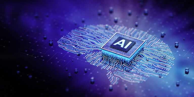 AI in blue background