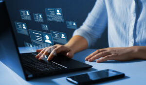 Software sales recruiter reviewing candidates for a sales role