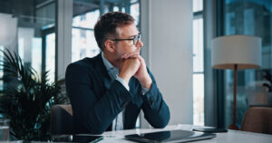 sales leader thinking about an offer